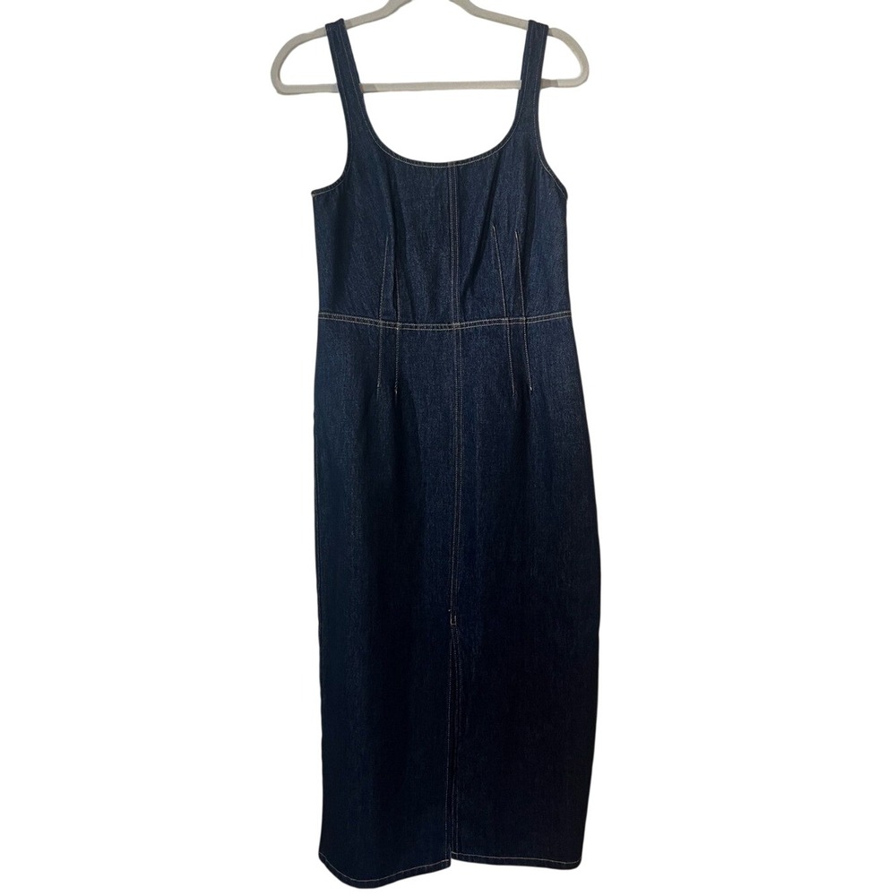 Future Collective Dark Wash 90's Denim Midi A-Line Dress-XS-NWT‎